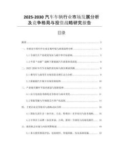 2025-2030汽車車輛行業(yè)市場發(fā)展分析及競爭格局與投資戰(zhàn)略研究報告