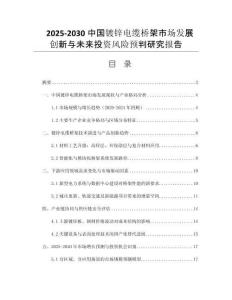 2025-2030中國鍍鋅電纜橋架市場發(fā)展創(chuàng)新與未來投資風(fēng)險預(yù)判研究報告