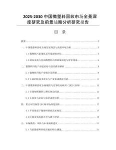 2025-2030中國微塑料回收市場全景深度研究及前景戰(zhàn)略分析研究報告