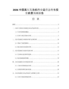 2026中國高壓發(fā)泡機行業(yè)運營態(tài)勢與投資前景預測報告