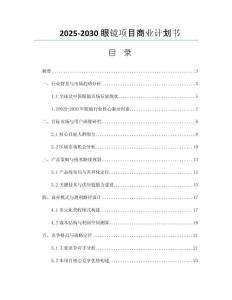 2025-2030眼鏡項(xiàng)目商業(yè)計(jì)劃書