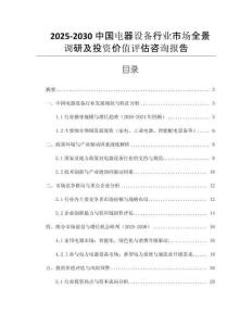 2025-2030中國電器設備行業(yè)市場全景調研及投資價值評估咨詢報告