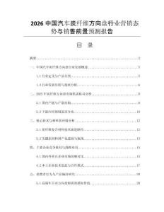 2026中國汽車炭纖維方向盤行業營銷態勢與銷售前景預測報告