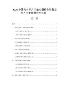 2026中國(guó)汽車貼片壓敏電阻行業(yè)銷售態(tài)勢(shì)與競(jìng)爭(zhēng)前景預(yù)測(cè)報(bào)告