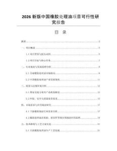 2026新版中國(guó)橡膠處理油項(xiàng)目可行性研究報(bào)告