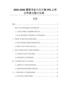 2025-2030通信卡企業(yè)創(chuàng)業(yè)板IPO上市工作咨詢指導報告