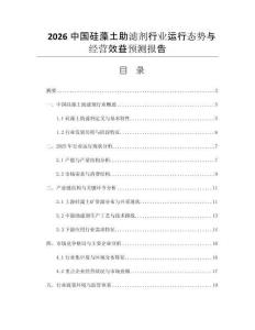 2026中國硅藻土助濾劑行業(yè)運(yùn)行態(tài)勢與經(jīng)營效益預(yù)測報告