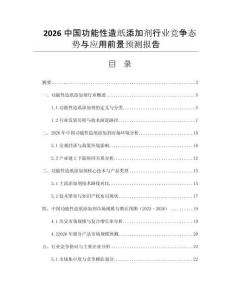 2026中國(guó)功能性造紙?zhí)砑觿┬袠I(yè)競(jìng)爭(zhēng)態(tài)勢(shì)與應(yīng)用前景預(yù)測(cè)報(bào)告