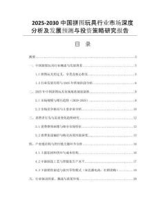 2025-2030中國拼圖玩具行業(yè)市場深度分析及發(fā)展預(yù)測與投資策略研究報告