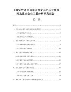 2025-2030中國電動公交車市場競爭策略及重點企業(yè)發(fā)展分析研究報告