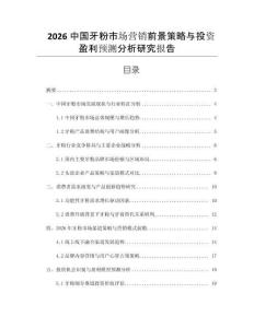 2026中國牙粉市場營銷前景策略與投資盈利預(yù)測分析研究報告
