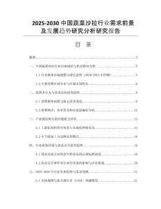 2025-2030中國蔬菜沙拉行業(yè)需求前景及發(fā)展趨勢研究分析研究報告