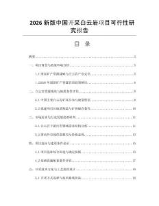 2026新版中國開采白云巖項(xiàng)目可行性研究報告