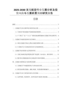 2025-2030支線航空行業(yè)發(fā)展分析及投資風(fēng)險與發(fā)展前景預(yù)測研究報告