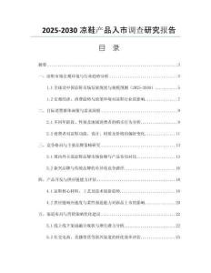 2025-2030涼鞋產(chǎn)品入市調(diào)查研究報告