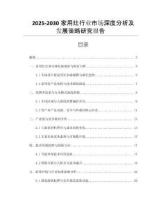 2025-2030家用灶行業(yè)市場(chǎng)深度分析及發(fā)展策略研究報(bào)告