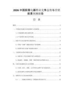 2026中國廚房電器行業(yè)競爭態(tài)勢與營銷前景預測報告