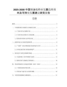 2025-2030中國銅冶煉行業(yè)發(fā)展趨勢預(yù)判及可持續(xù)發(fā)展建議研究報(bào)告