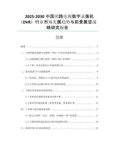 2025-2030中國閉路電視數(shù)字錄像機（DVR）行業(yè)市場發(fā)展趨勢與前景展望戰(zhàn)略研究報告