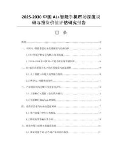 2025-2030中國(guó)AL+智能手機(jī)市場(chǎng)深度調(diào)研與投資價(jià)值評(píng)估研究報(bào)告