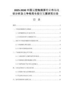 2025-2030中國顯控觸摸屏行業(yè)市場現(xiàn)狀分析及競爭格局與投資發(fā)展研究報告