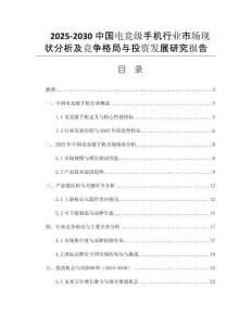 2025-2030中國電競級手機行業(yè)市場現(xiàn)狀分析及競爭格局與投資發(fā)展研究報告