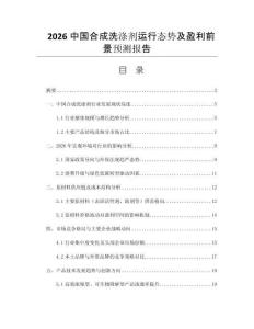 2026中國合成洗滌劑運行態(tài)勢及盈利前景預測報告