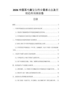 2026中國耳鳴康復(fù)儀行業(yè)需求動態(tài)及營銷趨勢預(yù)測報告