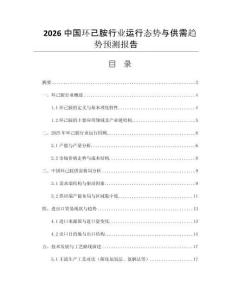 2026中國環(huán)己胺行業(yè)運(yùn)行態(tài)勢與供需趨勢預(yù)測報(bào)告