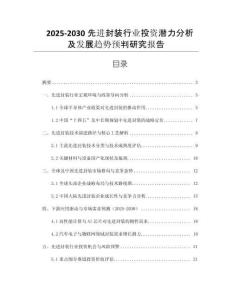 2025-2030先進封裝行業(yè)投資潛力分析及發(fā)展趨勢預判研究報告