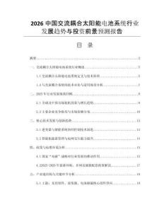 2026中國交流耦合太陽能電池系統(tǒng)行業(yè)發(fā)展趨勢與投資前景預(yù)測報(bào)告