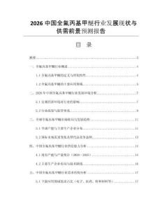 2026中國全氟丙基甲醚行業(yè)發(fā)展現(xiàn)狀與供需前景預(yù)測(cè)報(bào)告
