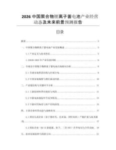 2026中國(guó)聚合物鋰離子蓄電池產(chǎn)業(yè)經(jīng)營(yíng)動(dòng)態(tài)及未來(lái)前景預(yù)測(cè)報(bào)告
