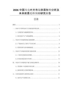 2026中國(guó)風(fēng)電葉片市場(chǎng)供需形勢(shì)分析及未來(lái)前景趨勢(shì)預(yù)測(cè)研究報(bào)告