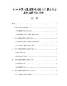 2026中國(guó)鈣通道阻滯劑行業(yè)發(fā)展態(tài)勢(shì)與盈利前景預(yù)測(cè)報(bào)告