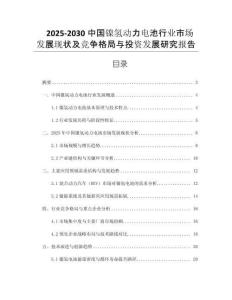 2025-2030中國鎳氫動力電池行業(yè)市場發(fā)展現(xiàn)狀及競爭格局與投資發(fā)展研究報告