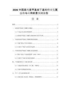 2026中國高純度甲基叔丁基醚行業(yè)發(fā)展態(tài)勢(shì)與應(yīng)用前景預(yù)測(cè)報(bào)告