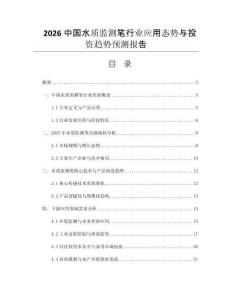 2026中國(guó)水質(zhì)監(jiān)測(cè)筆行業(yè)應(yīng)用態(tài)勢(shì)與投資趨勢(shì)預(yù)測(cè)報(bào)告