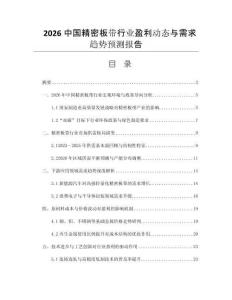 2026中國(guó)精密板帶行業(yè)盈利動(dòng)態(tài)與需求趨勢(shì)預(yù)測(cè)報(bào)告