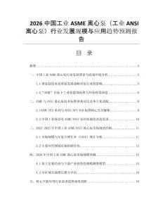 2026中國工業(yè)ASME離心泵（工業(yè)ANSI離心泵）行業(yè)發(fā)展規(guī)模與應(yīng)用趨勢預(yù)測報告