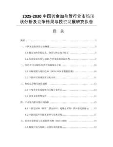 2025-2030中國鍍金加熱管行業市場現狀分析及競爭格局與投資發展研究報告