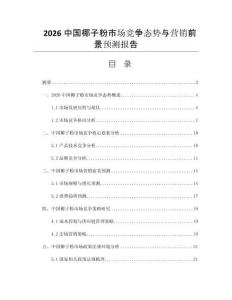 2026中國(guó)椰子粉市場(chǎng)競(jìng)爭(zhēng)態(tài)勢(shì)與營(yíng)銷前景預(yù)測(cè)報(bào)告