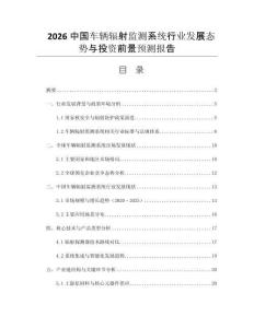 2026中國車輛輻射監(jiān)測系統(tǒng)行業(yè)發(fā)展態(tài)勢與投資前景預測報告