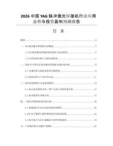 2026中國YAG脈沖激光焊接機(jī)行業(yè)應(yīng)用態(tài)勢與投資盈利預(yù)測報(bào)告