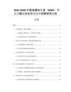 2025-2030中國金屬加工液（MWF）行業(yè)發(fā)展現(xiàn)狀及市場趨勢洞察研究報(bào)告