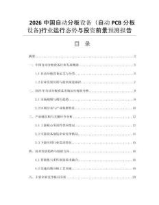 2026中國(guó)自動(dòng)分板設(shè)備（自動(dòng)PCB分板設(shè)備)行業(yè)運(yùn)行態(tài)勢(shì)與投資前景預(yù)測(cè)報(bào)告