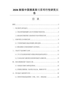 2026新版中國摸高架項(xiàng)目可行性研究報(bào)告