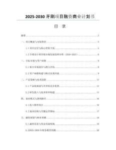 2025-2030牙刷項(xiàng)目融資商業(yè)計(jì)劃書(shū)