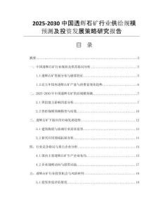2025-2030中國(guó)透輝石礦行業(yè)供給規(guī)模預(yù)測(cè)及投資發(fā)展策略研究報(bào)告