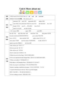 Unit 6 More about me（知識清單）英語冀教版三起四年級上冊2025